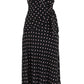 Alessandra Rich Black White Polka Dot Rhinestone Silk Slip Dress