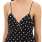 Alessandra Rich Black White Polka Dot Rhinestone Silk Slip Dress