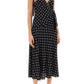 Alessandra Rich Black White Polka Dot Rhinestone Silk Slip Dress