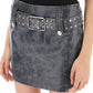 Alessandra Rich Vintage Black Leather Belted Mini Skirt