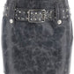 Alessandra Rich Vintage Black Leather Belted Mini Skirt