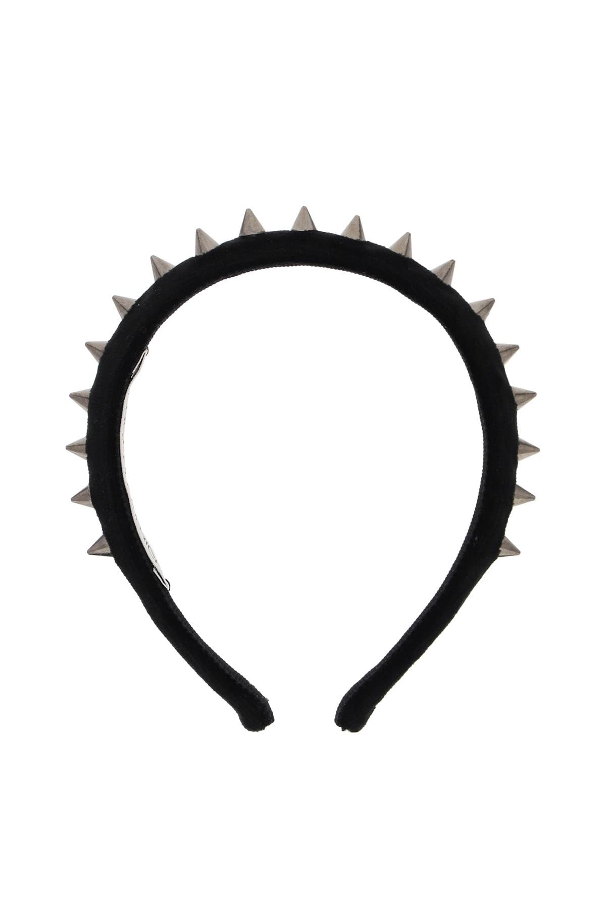 Alessandra Rich Silver Spike Black Velvet Headband