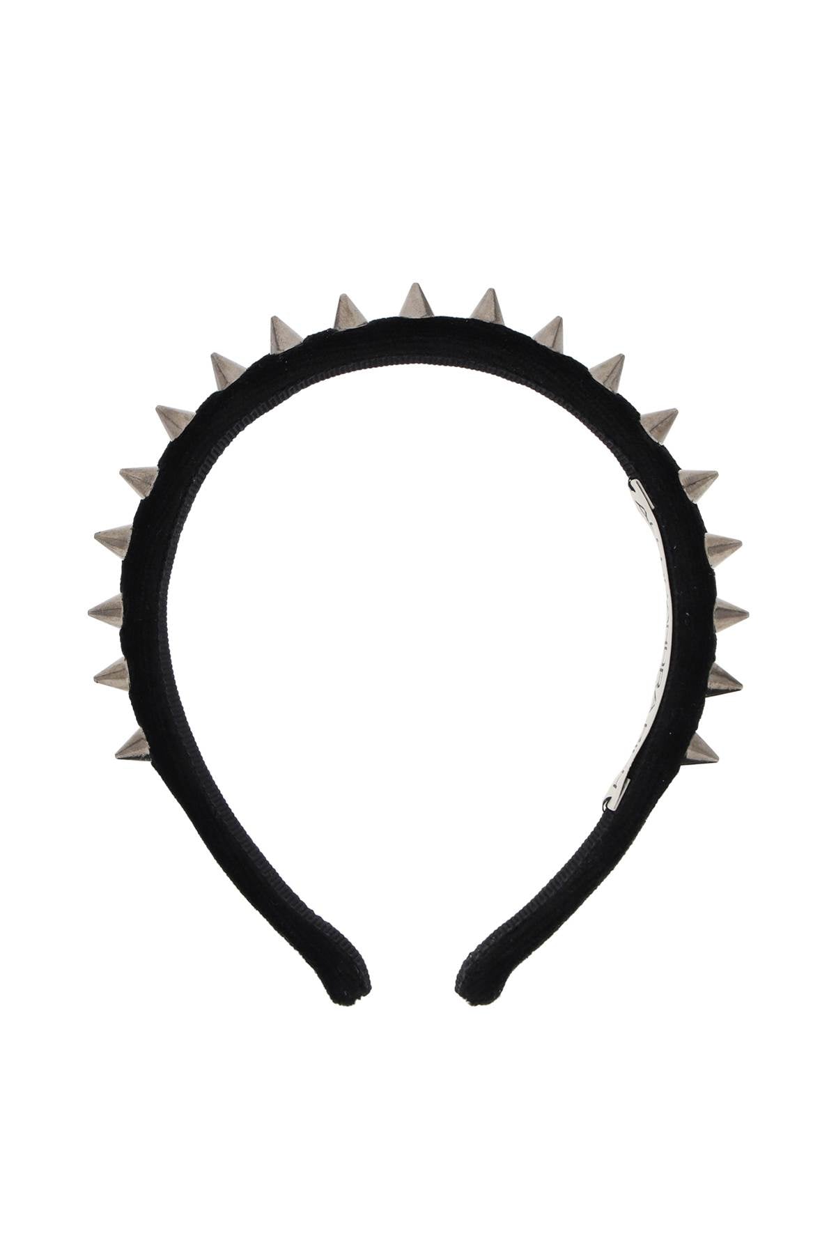 Alessandra Rich Silver Spike Black Velvet Headband