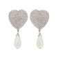 Alessandra Rich heart crystal earrings with pearls