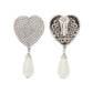 Alessandra Rich heart crystal earrings with pearls