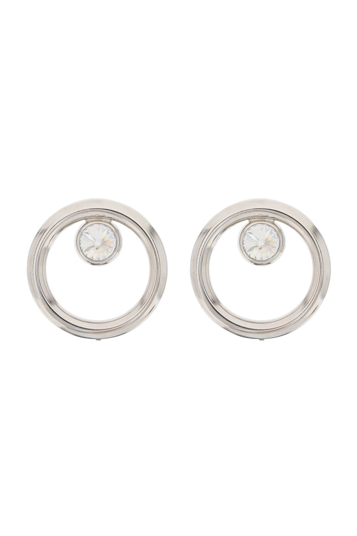 Alessandra Rich Silver Hoop Crystal Clip Earrings