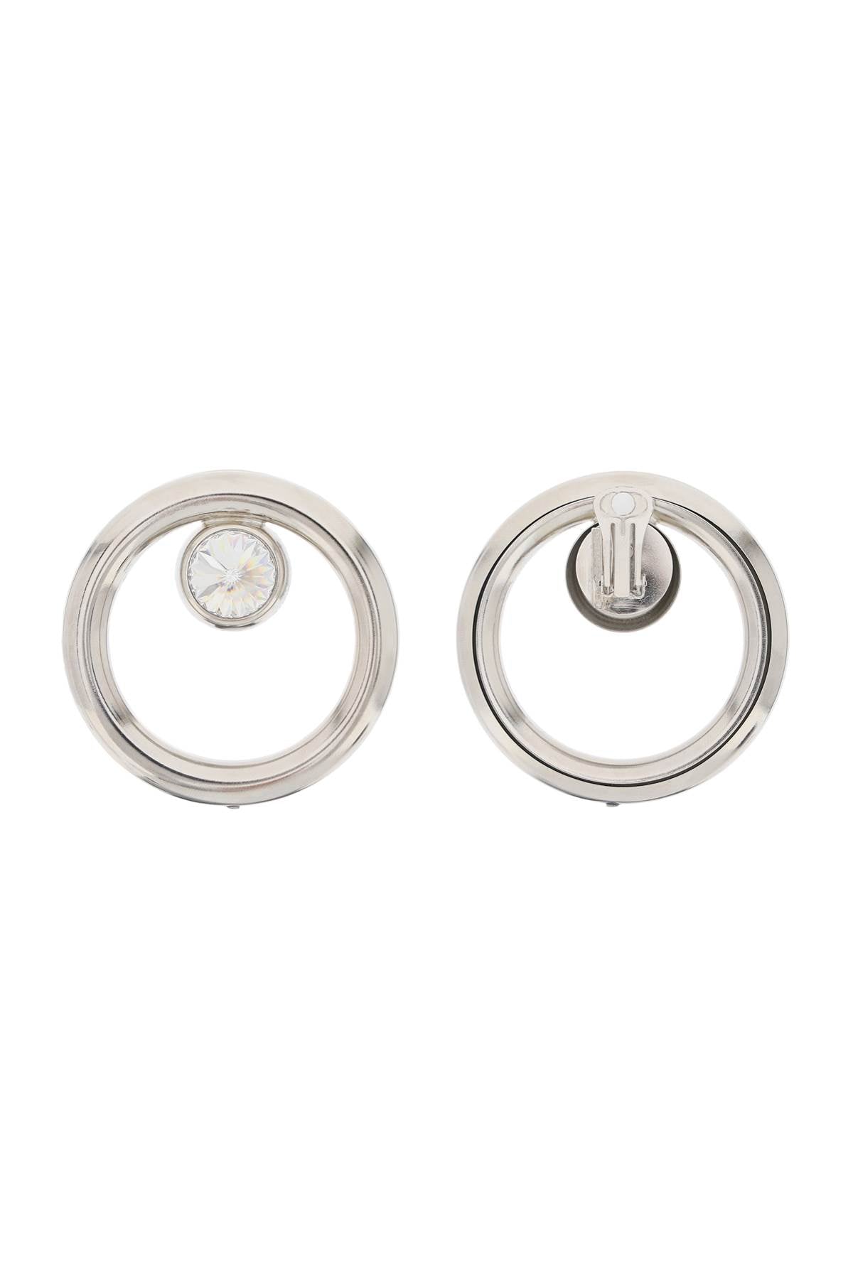 Alessandra Rich Silver Hoop Crystal Clip Earrings