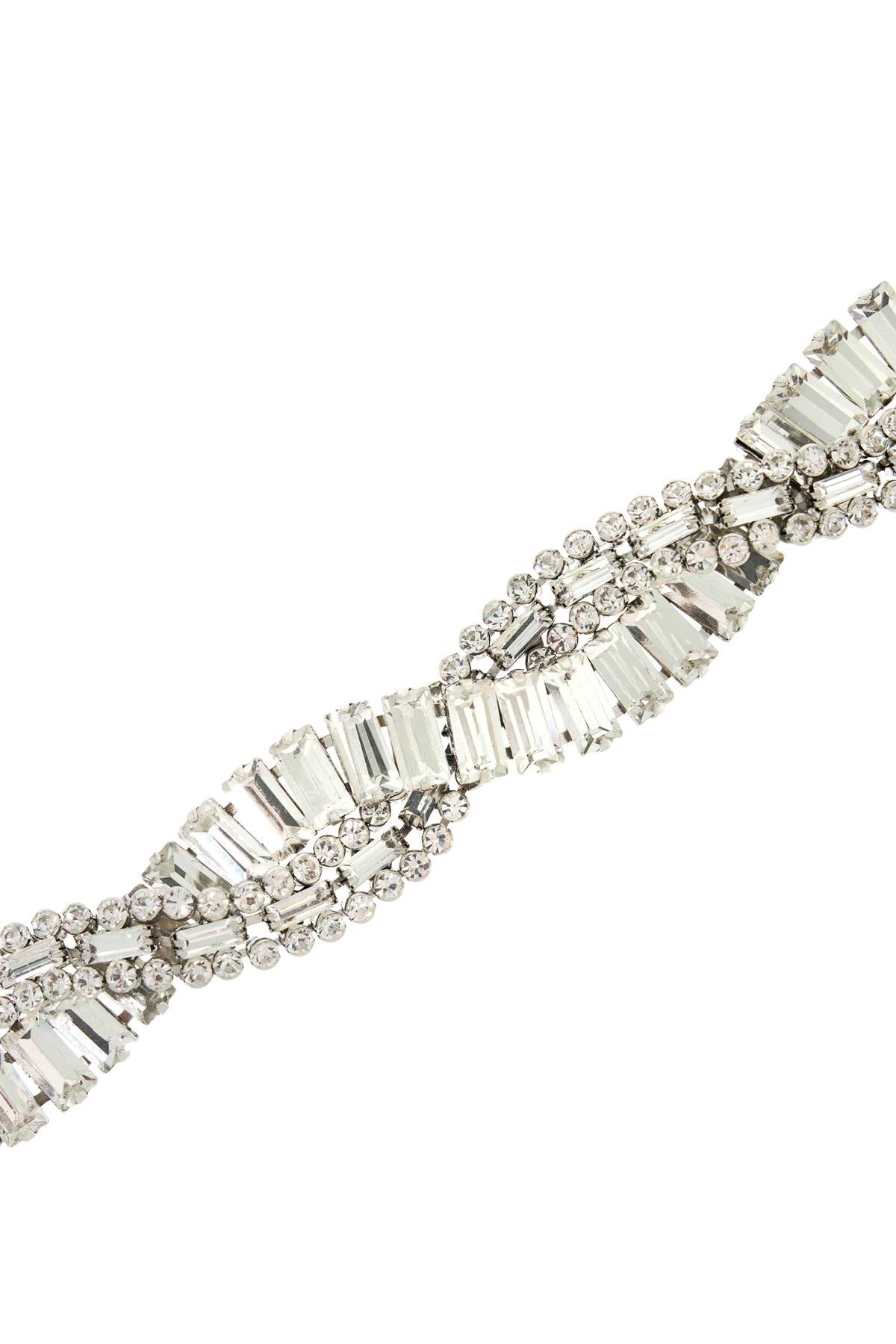 Alessandra Rich Braided Silver Crystal Studded Choker Necklace