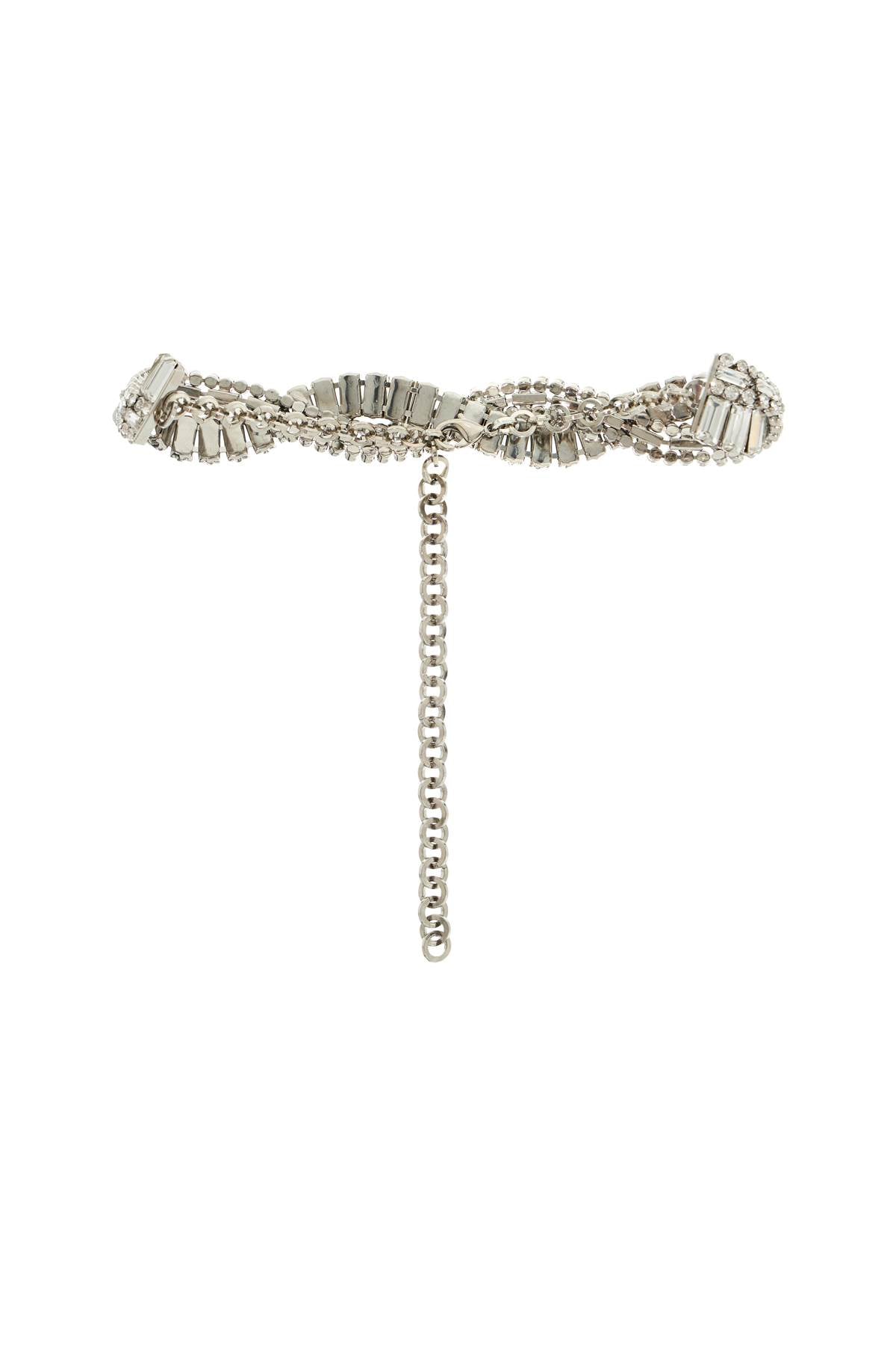 Alessandra Rich Braided Silver Crystal Studded Choker Necklace