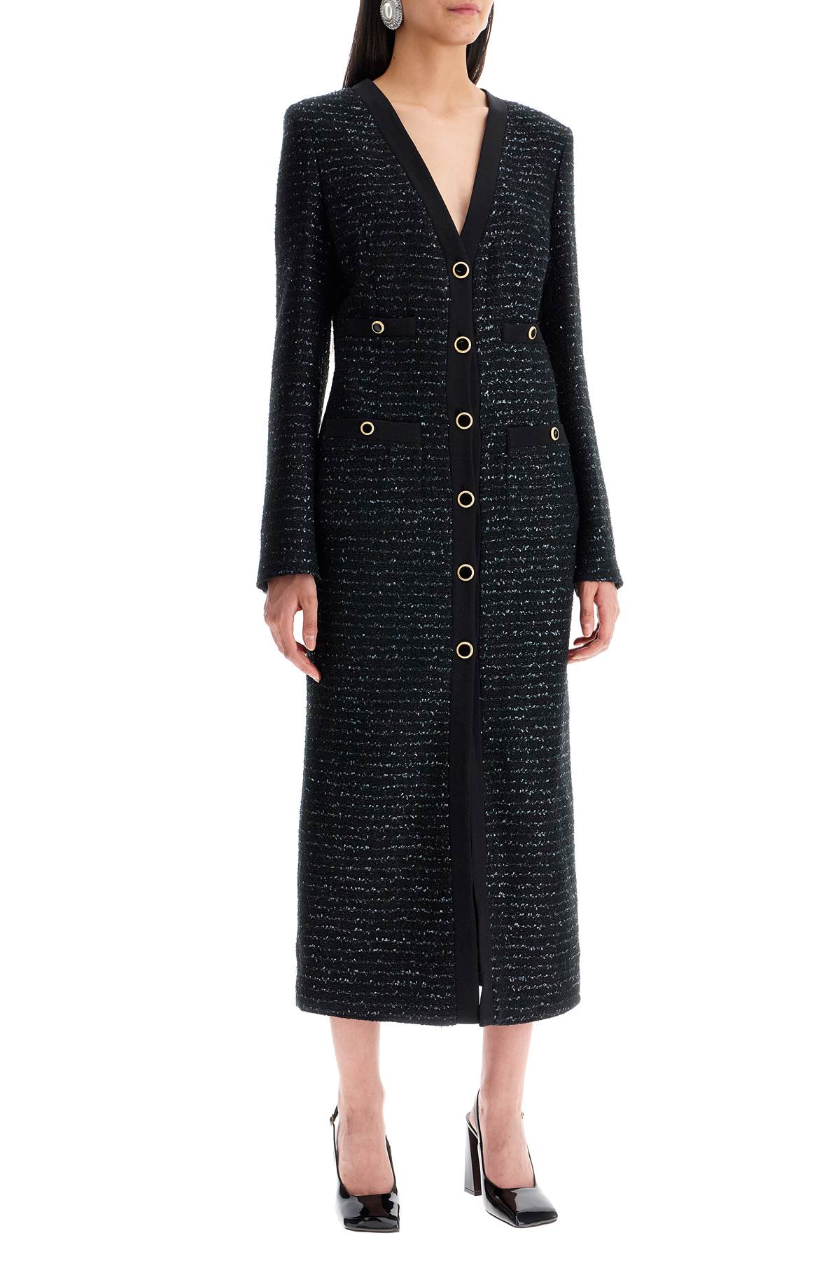 Alessandra Rich Black Tweed Dress With Sequins