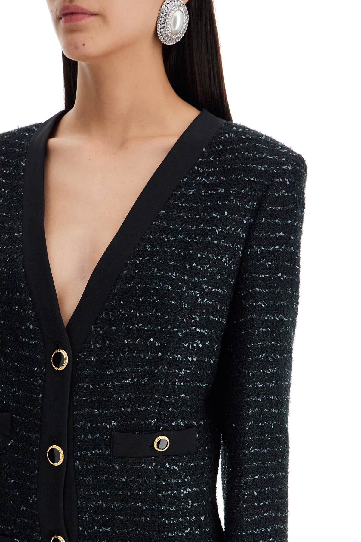 Alessandra Rich Black Tweed Dress With Sequins