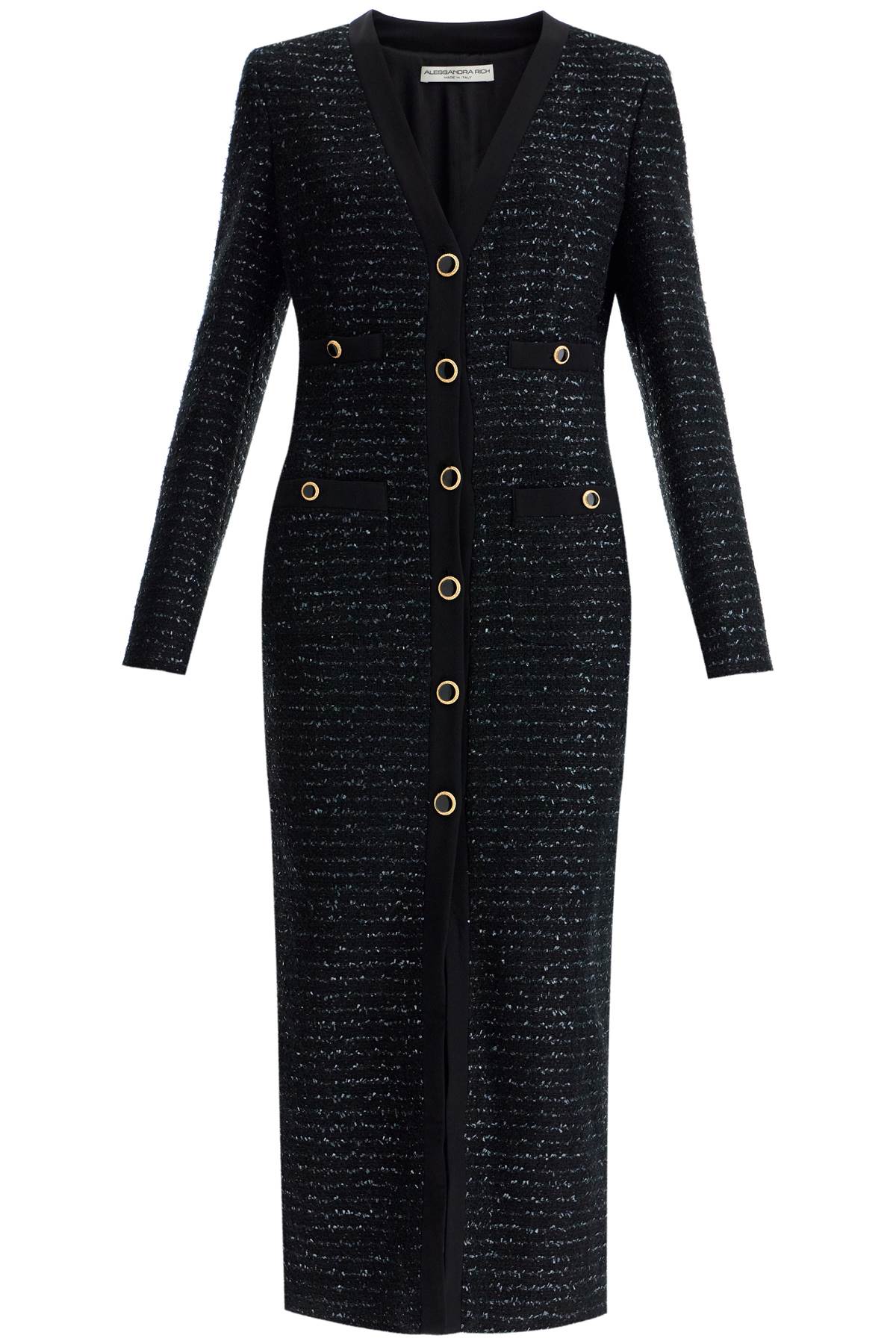 Alessandra Rich Black Tweed Dress With Sequins