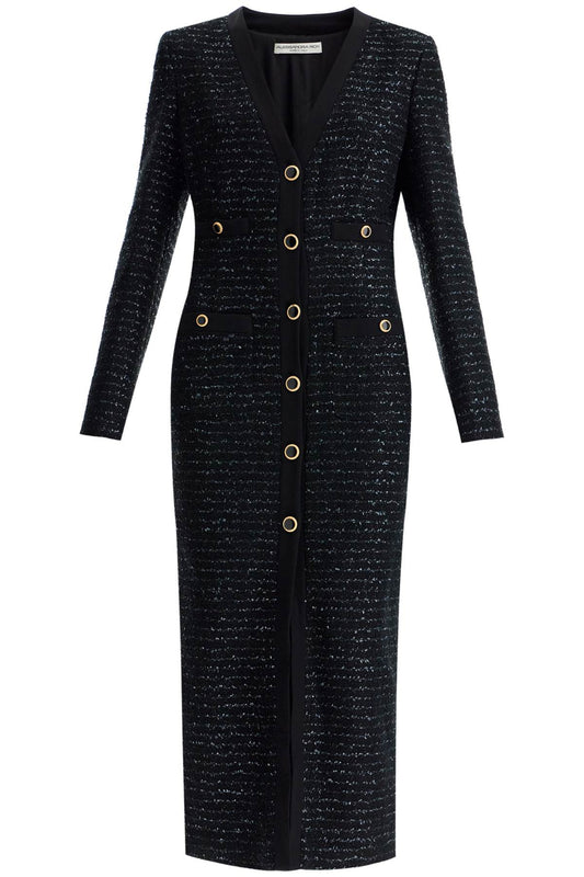 Alessandra Rich Black Tweed Dress With Sequins