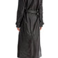 Alessandra Rich Black Nappa Leather Trench Coat Jacket