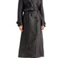 Alessandra Rich Black Nappa Leather Trench Coat Jacket