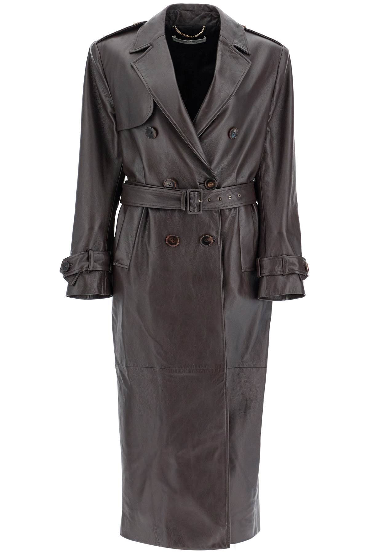 Alessandra Rich Black Nappa Leather Trench Coat Jacket