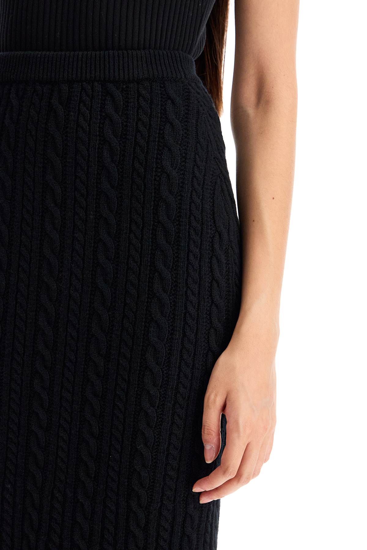 Alessandra Rich Black Cable Knit Midi Skirt