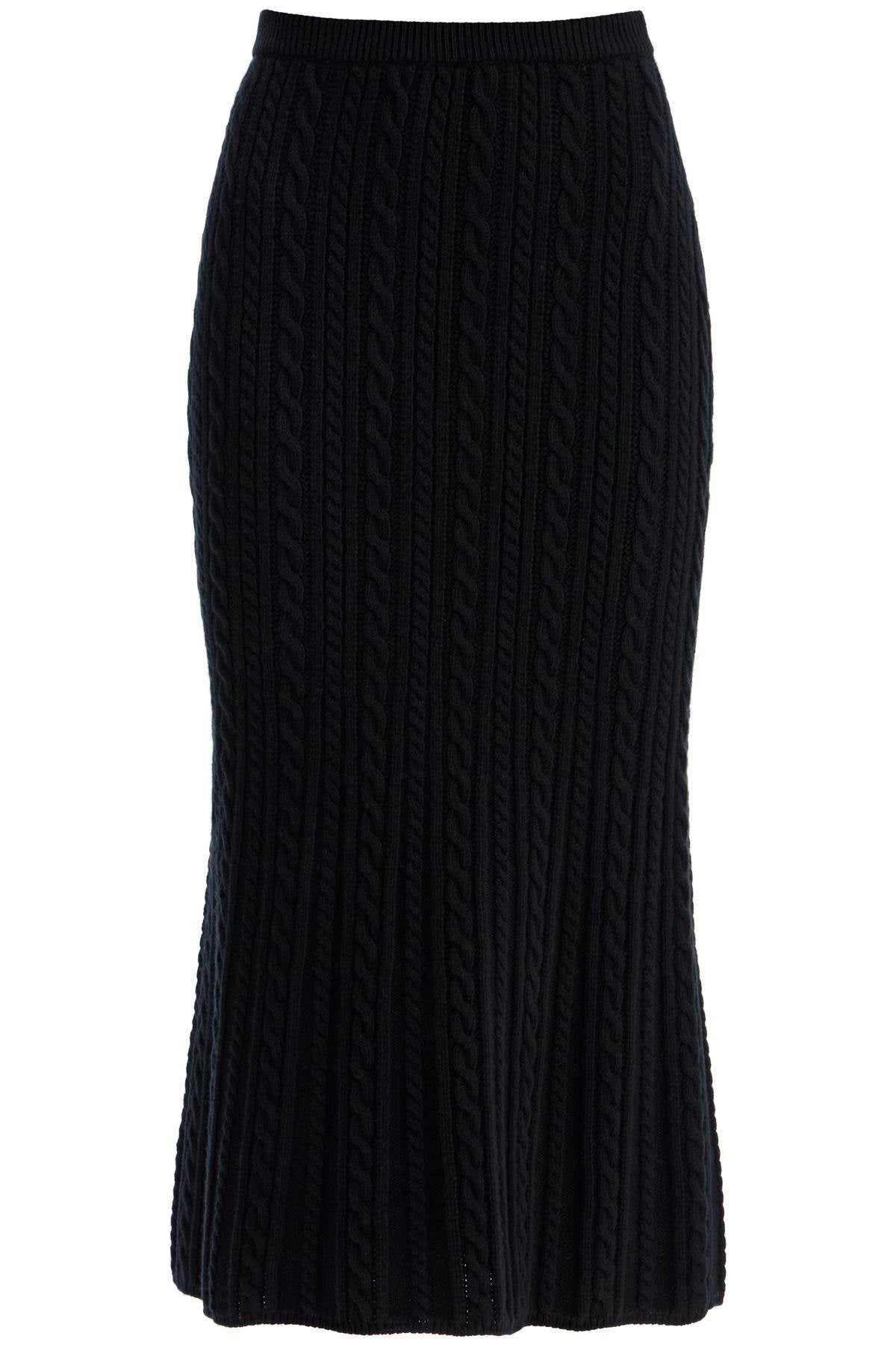 Alessandra Rich Black Cable Knit Midi Skirt