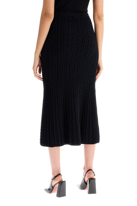 Alessandra Rich Black Cable Knit Midi Skirt