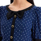 Alessandra Rich Blue White Silk Polka Dot Dress