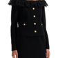 Alessandra Rich Black Off Shoulder Crystal Button Boucle Tweed Blazer