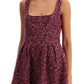 Alessandra Rich Burgundy Metallic Yarn Tweed Dress