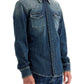 Dolce & Gabbana Blue Distressed Denim Stretch Slim Fit Shirt