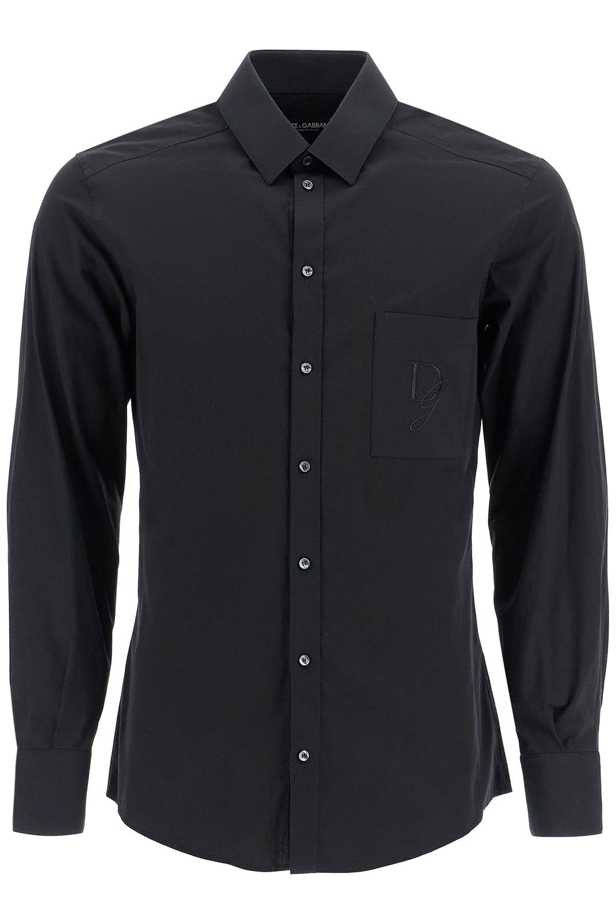 Dolce & Gabbana Dark Gray Embroidered Logo Pocket Shirt