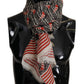 Dolce & Gabbana Black Red Linen Sailboat Stripe Print Shawl Scarf