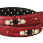 Dolce & Gabbana Red Python Leather Crystals Reversible Shoulder Strap