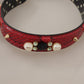 Dolce & Gabbana Red Python Leather Crystals Reversible Shoulder Strap