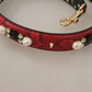 Dolce & Gabbana Red Python Leather Crystals Reversible Shoulder Strap