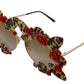 Dolce & Gabbana Gold Metal Frame Roses Embellished DG2207B Sunglasses