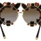 Dolce & Gabbana Gold Metal Frame Roses Embellished DG2207B Sunglasses