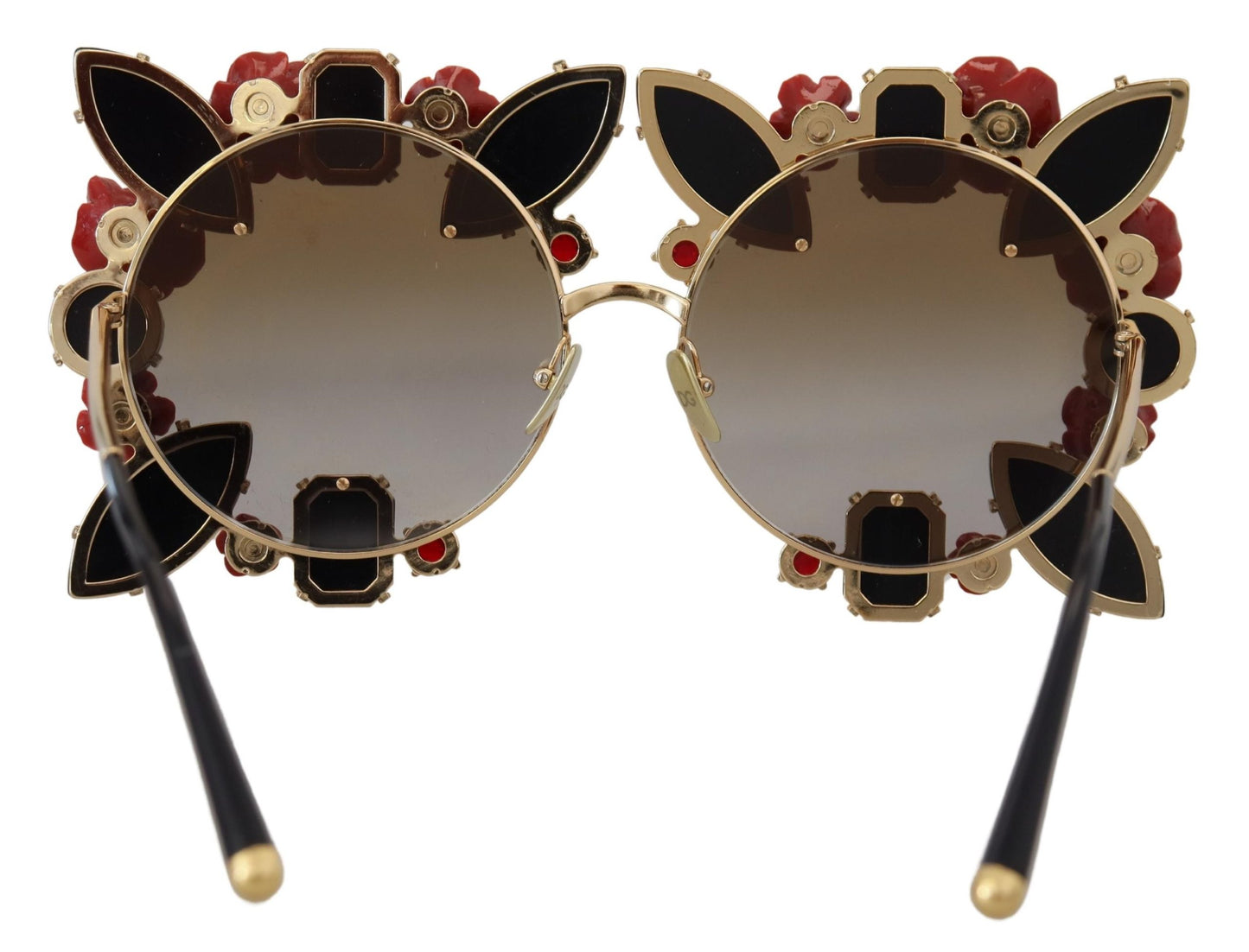 Dolce & Gabbana Gold Metal Frame Roses Embellished DG2207B Sunglasses