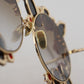 Dolce & Gabbana Gold Metal Frame Roses Embellished DG2207B Sunglasses