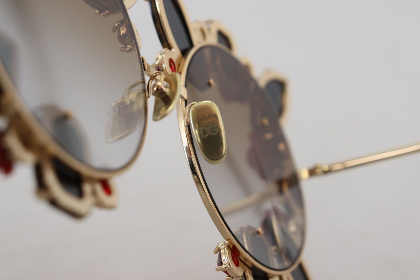 Dolce & Gabbana Gold Metal Frame Roses Embellished DG2207B Sunglasses