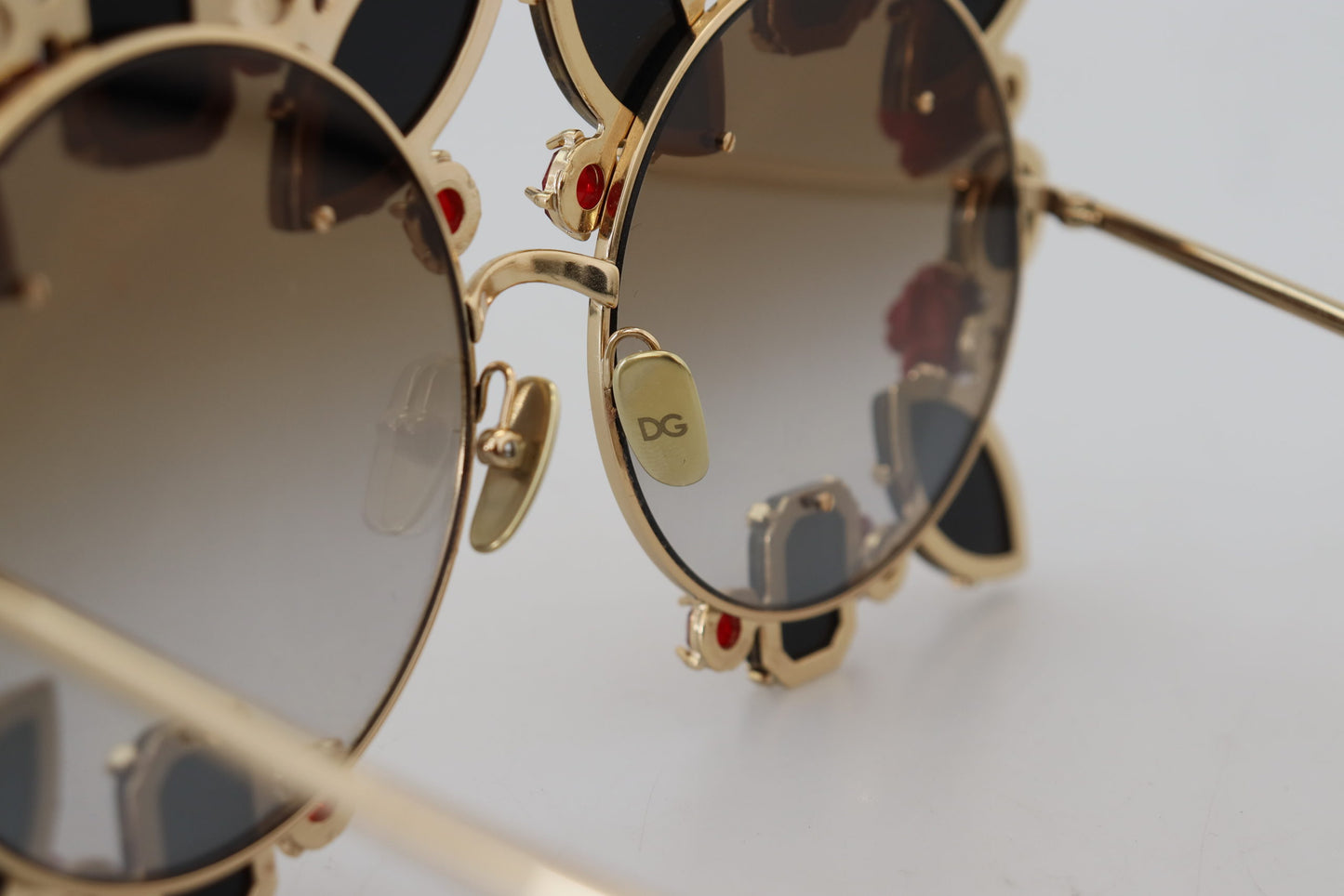 Dolce & Gabbana Gold Metal Frame Roses Embellished DG2207B Sunglasses