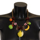 Dolce & Gabbana Gold Brass Sicily Fruits Roses Statement Necklace