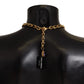 Dolce & Gabbana Gold Brass Crystal Purple Pink Pearl Pendants Necklace