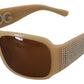 Dolce & Gabbana Cream DG4027B Swarovski Stones Brown Lens Sunglasses