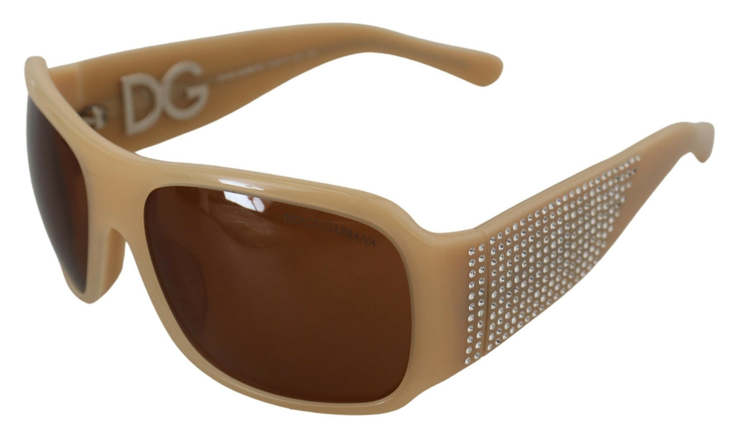 Dolce & Gabbana Cream DG4027B Swarovski Stones Brown Lens Sunglasses