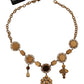 Dolce & Gabbana Gold Brass Floral Sicily Charms Statement Necklace