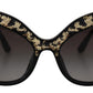 Dolce & Gabbana Black Gold Sequin Butterfly Polarized DG4326 Sunglasses