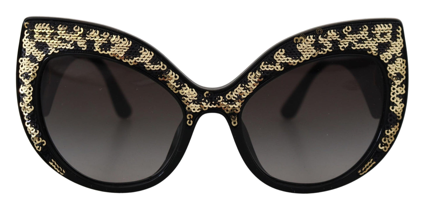 Dolce & Gabbana Black Gold Sequin Butterfly Polarized DG4326 Sunglasses