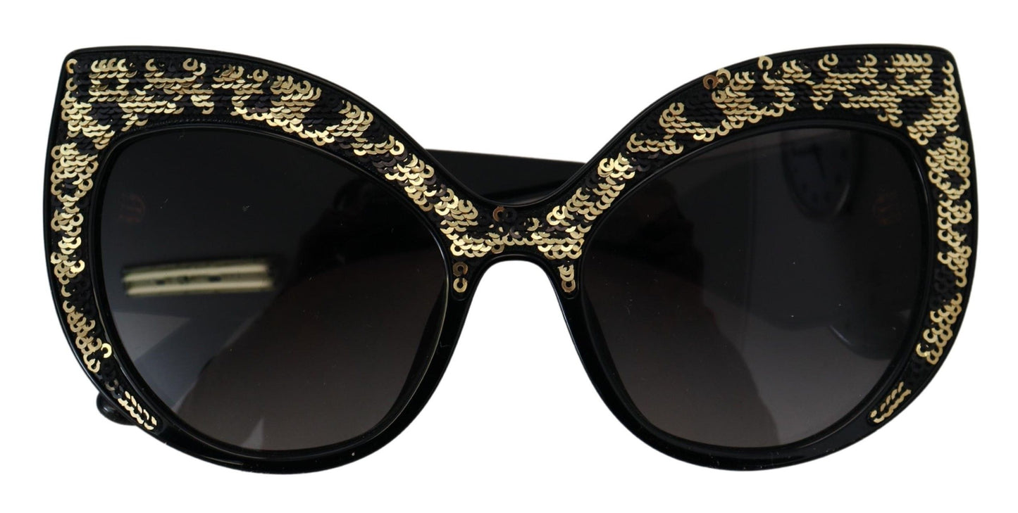 Dolce & Gabbana Black Gold Sequin Butterfly Polarized DG4326 Sunglasses