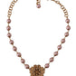 Dolce & Gabbana Gold Brass Crystal Pink Faux Pearl Pendants Necklace