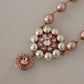 Dolce & Gabbana Gold Brass Crystal Pink Faux Pearl Pendants Necklace