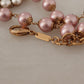 Dolce & Gabbana Gold Brass Crystal Pink Faux Pearl Pendants Necklace