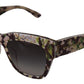 Dolce & Gabbana Black Floral Acetate Rectangle Shades DG4231F Sunglasses